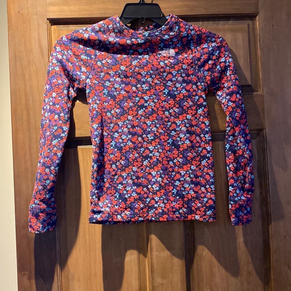 The North Face Kids Floral Long Sleeve Top - Red, Blue, Purple